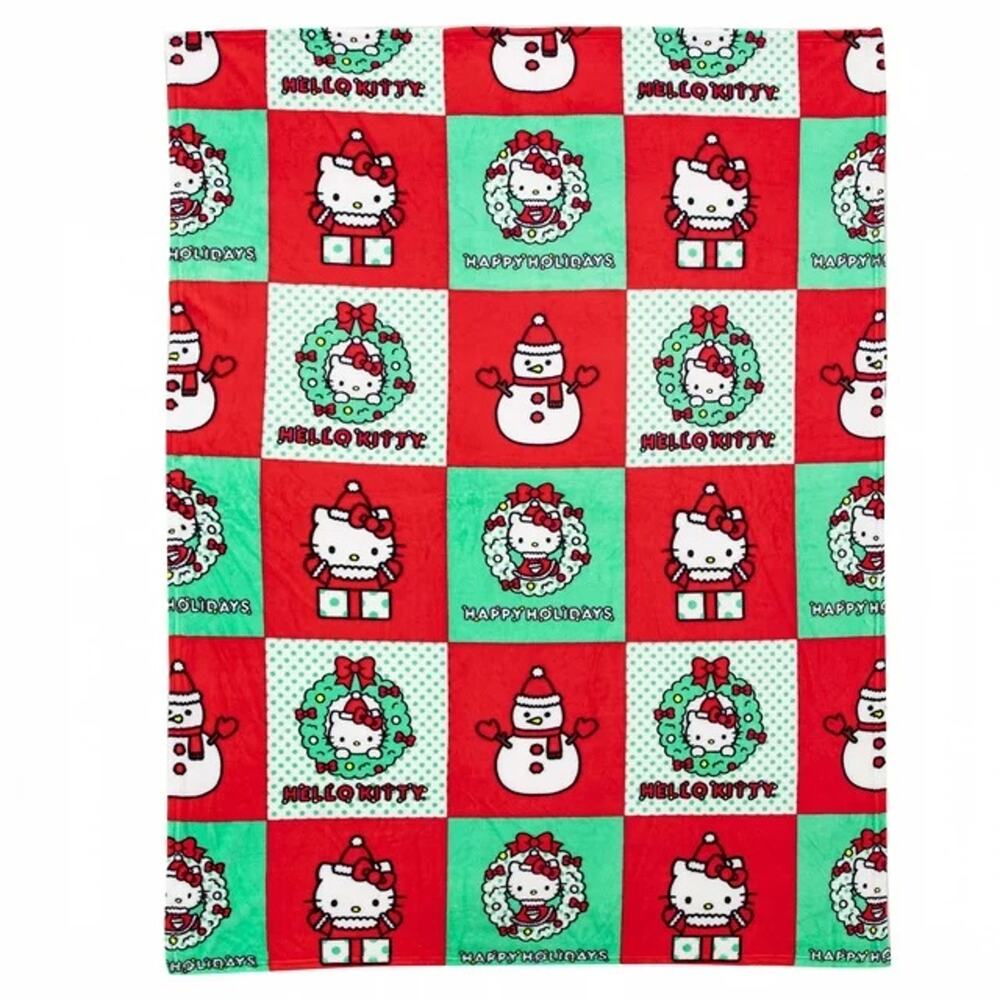 NEW Hello Kitty Holiday Hugs Sanrio Throw Blanket, 50 x 70 inches Red and Green